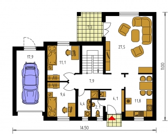 Grundriss des Erdgeschosses - BUNGALOW 66